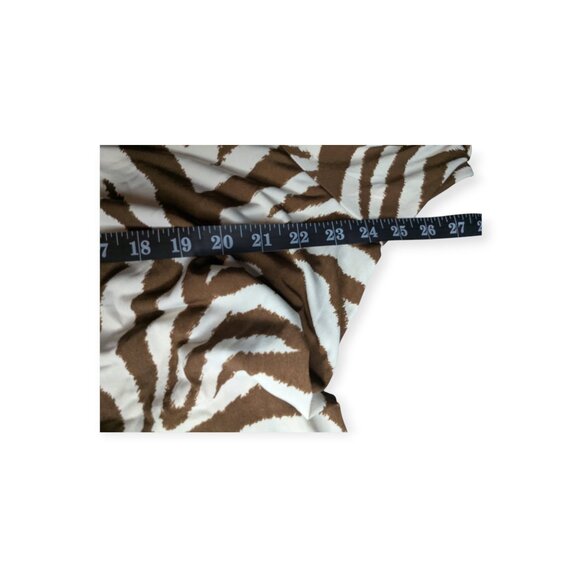 Susan Graver Brown & White Animal Print Long Sleeve Top Turquoise Accent Beads - Picture 13 of 15